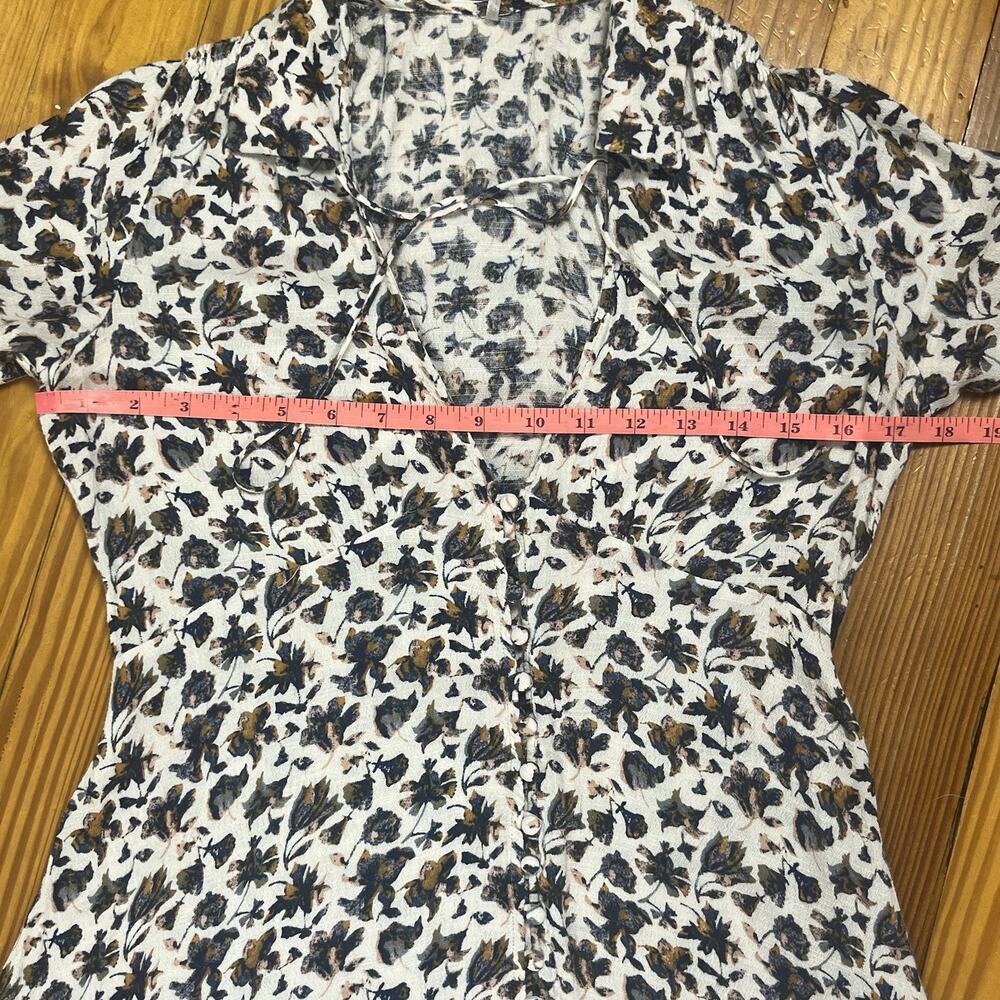 Free People Floral Mini Dress Sz 2 Button Front Flowy Boho Romantic Melody EUC - Picture 5 of 16